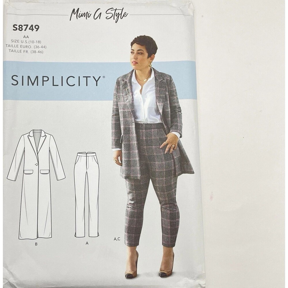 Simplicity S8749 Sewing Pattern Mimi G Style Misses Coat Jacket Pants Size 10-18